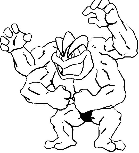 539x591 Machoke Pokemon Coloring Page