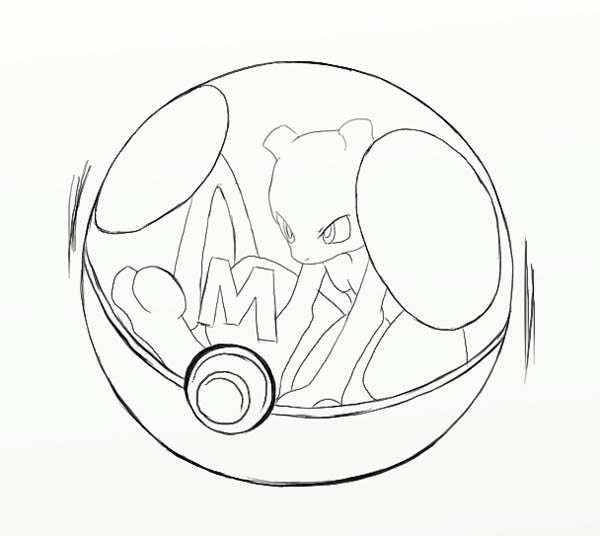 600x536 Mewtwo Master Ball Coloring Page