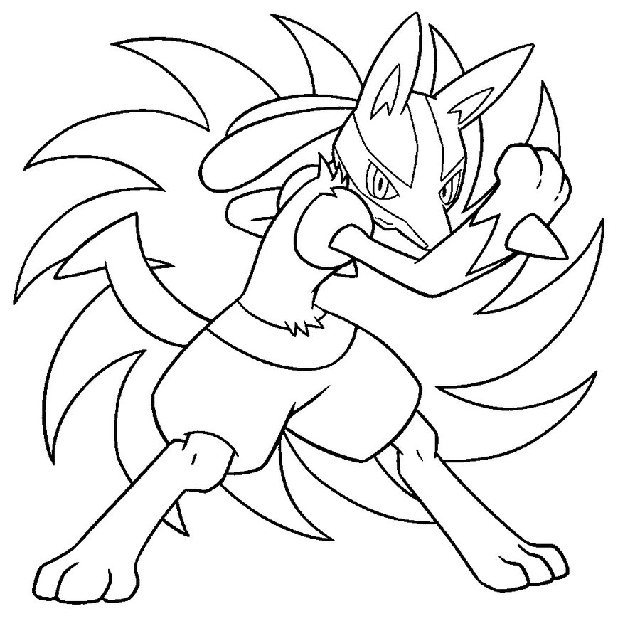 900x880 Mega Lucario Coloring Pages