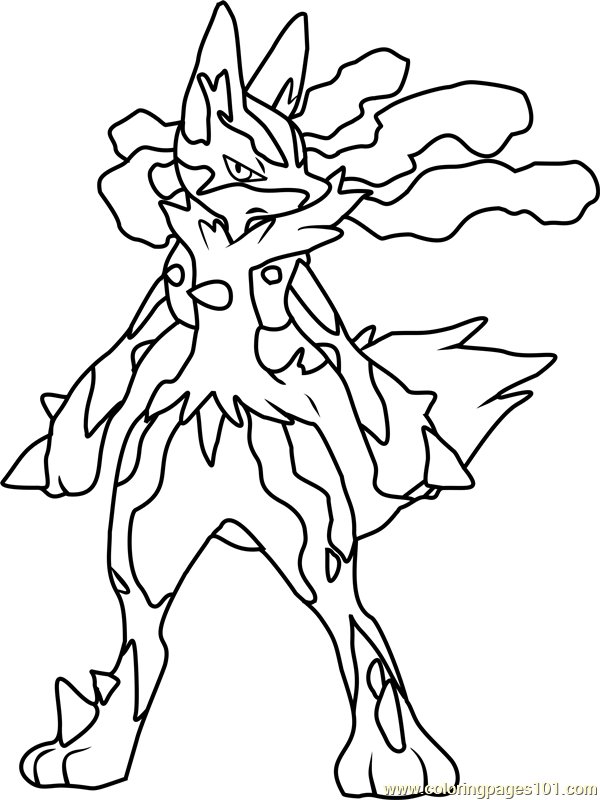 600x800 Mega Lucario Pokemon Coloring Page