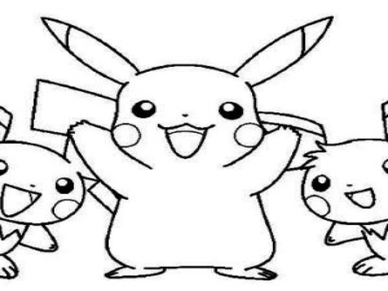 1280x960 Pichu Coloring Pages Outline Pikachu And Raichu