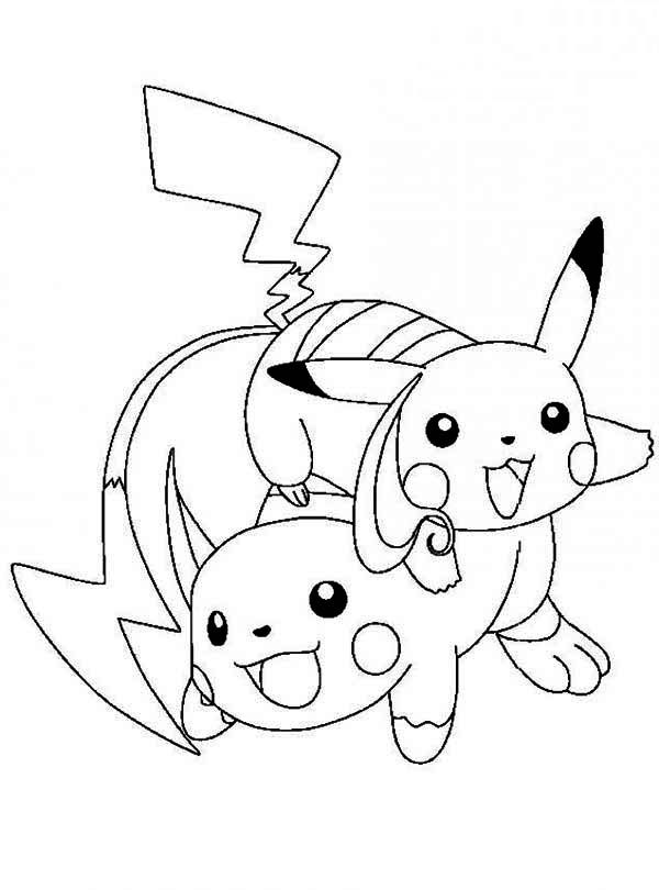 600x810 Pikachu And Raichu Coloring Pages