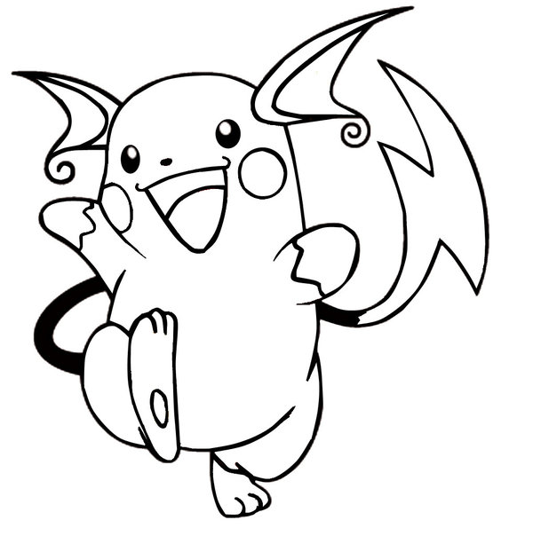 600x604 Pokemon Raichu Coloring Pages