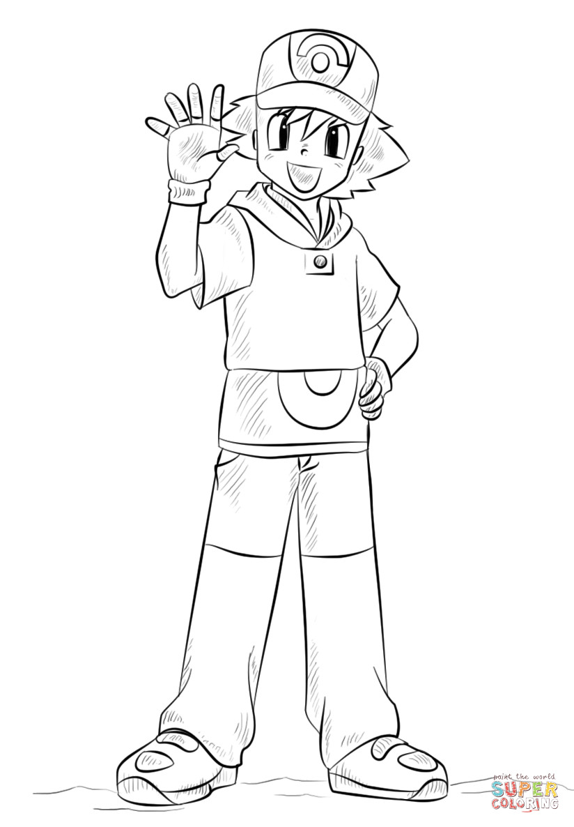 824x1186 Ash Ketchum Coloring Page Free Printable Pages Adorable Pokemon Mosm