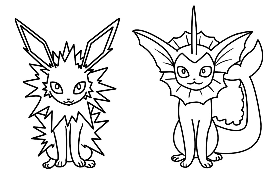 1105x722 Jolteon And Vaporeon Coloring Page