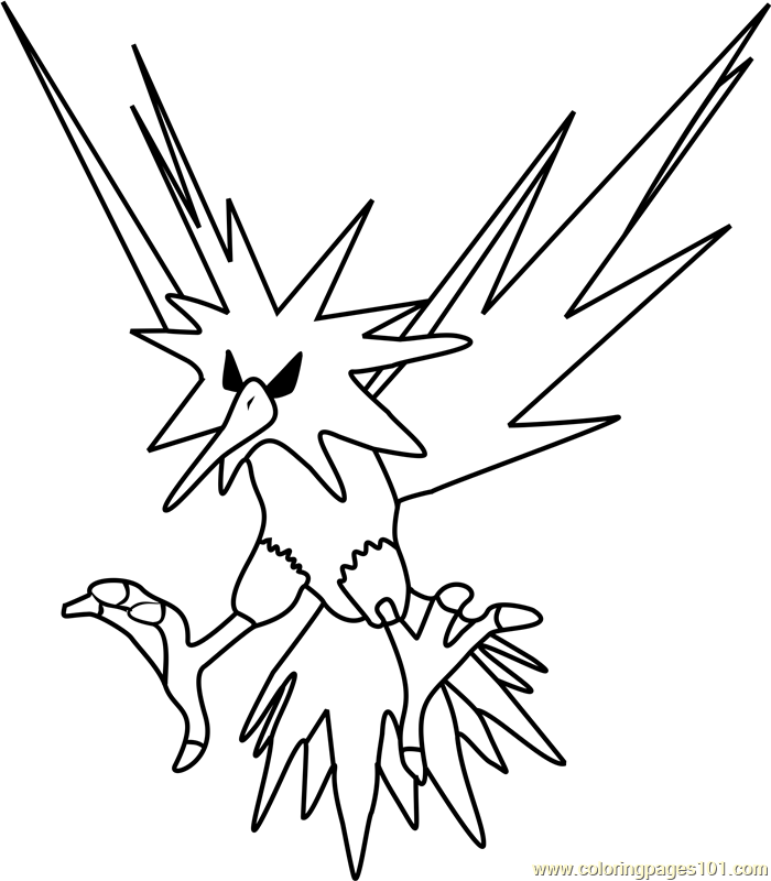 700x800 Zapdos Pokemon Go Coloring Page