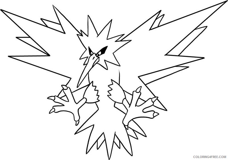 800x562 Legendary Pokemon Coloring Pages Zapdos