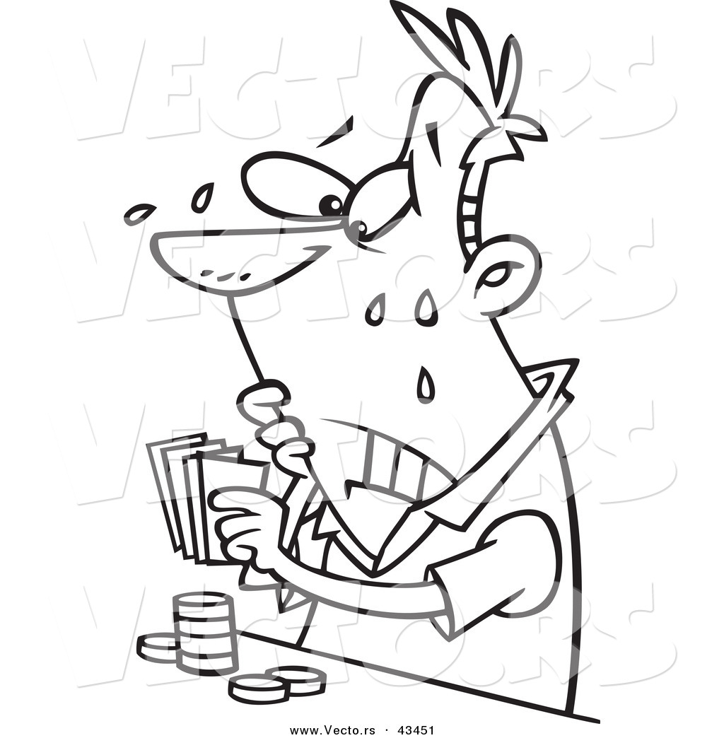 1024x1044 Vector Of A Nervous Cartoon Man Playing Poker While Sweating