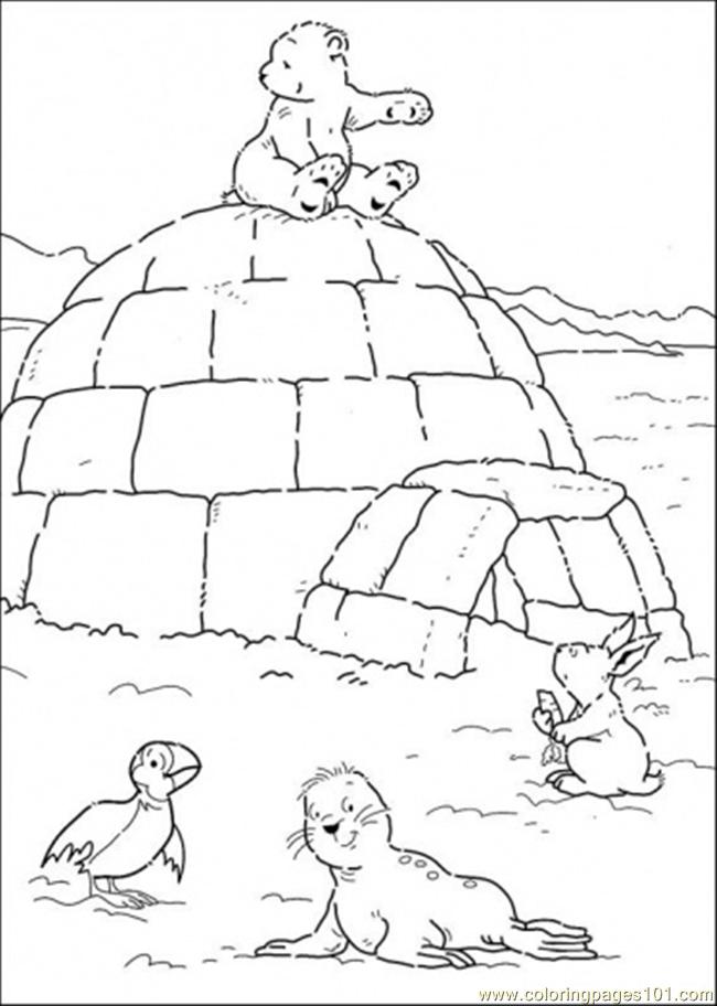 650x912 Polar Bear Is Sitting On The House Coloring Page
