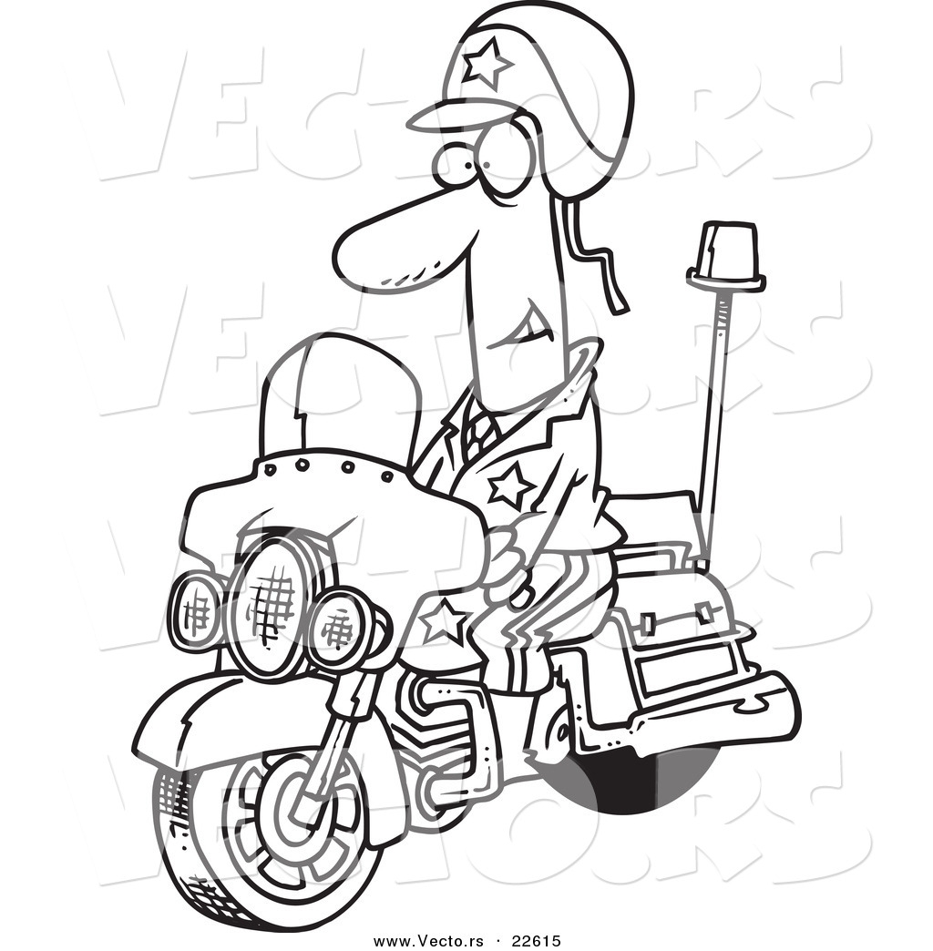 1024x1044 Motorcycle Police Officer Controlling Speed Traffic Coloring Page