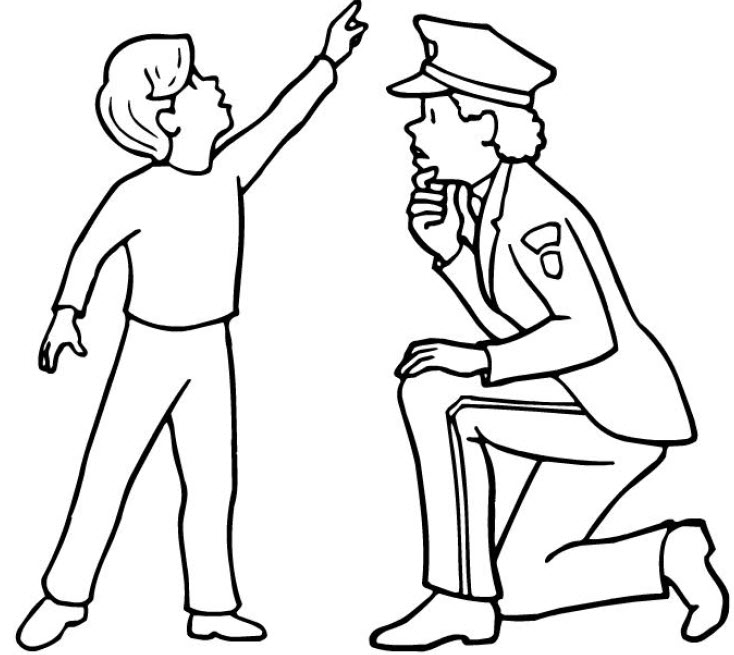 734x655 Police Coloring Pages Helping Kids
