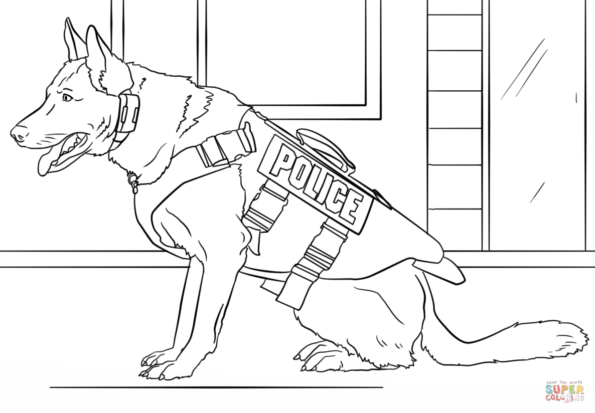 1186x824 K Police Dog Coloring Page Free Printable Coloring Pages Dogs