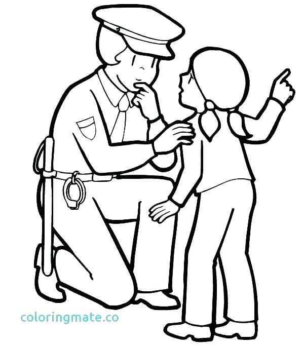 600x683 Coloring Pages Police Police Hat Coloring Page Policeman Coloring