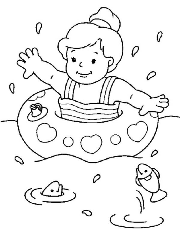 600x775 Vibrant Design Swimming Coloring Page Pages To Print Boy Pool Girl