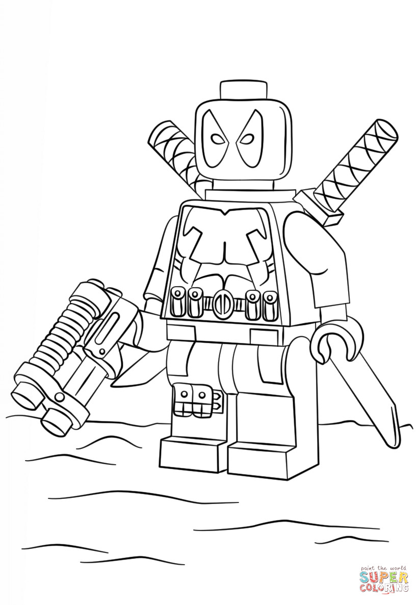 824x1186 Lego Dead Pool Coloring Page Tearing Deadpool Pages