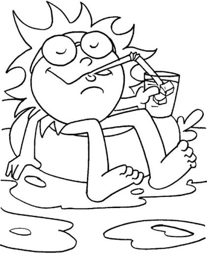 420x516 In A Pool With Lemonade In Mouth To Beat The Heat Coloring Page