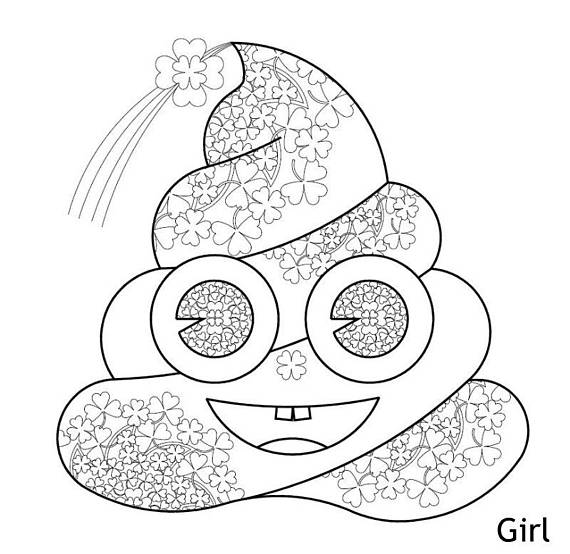 570x554 Printable Poop Emoji Coloring Girl St Patrick's Day