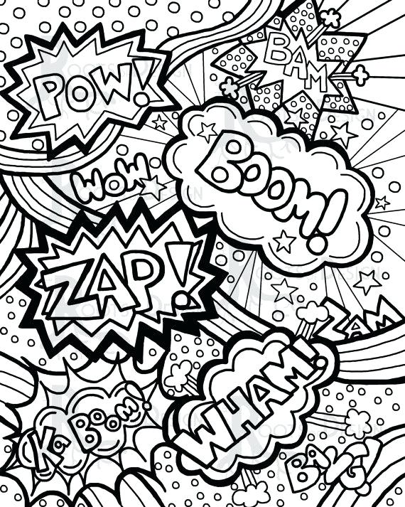 570x713 Pop Art Coloring Pages Instant Download Coloring Page Comic Book