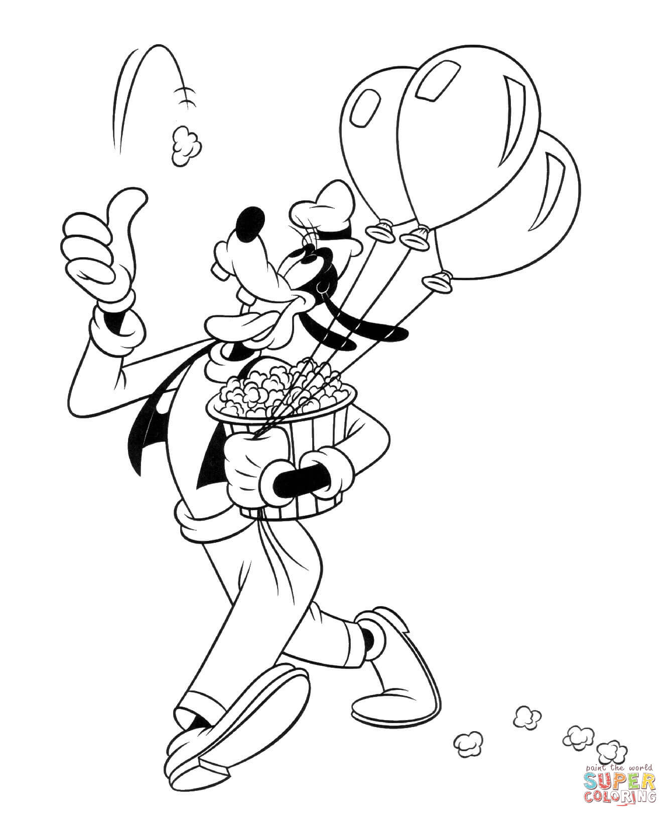 1331x1627 Goofy With Popcorn Coloring Page