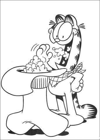 343x480 Eating Popcorn Coloring Page Garfield Popcorn