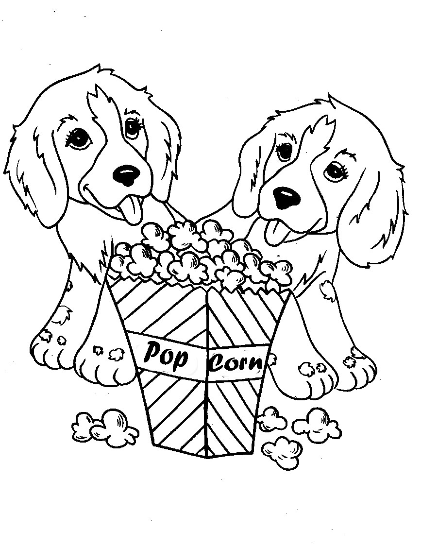 867x1126 Two Dog Eat Popcorn Coloring Pages Coloring Pictures