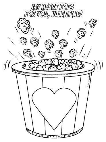 369x492 My Heart Pops For You Valentine Coloring Page Popcorn Valentine