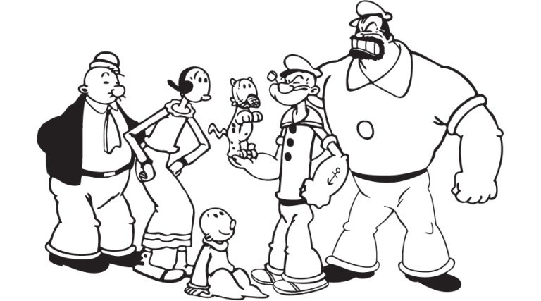 768x427 Popeye And Friends Coloring Page Boys Pages Of Kidscoloringpage