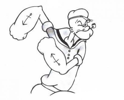 530x425 Popeye And His Muscles Coloring Page Cartoon Pages
