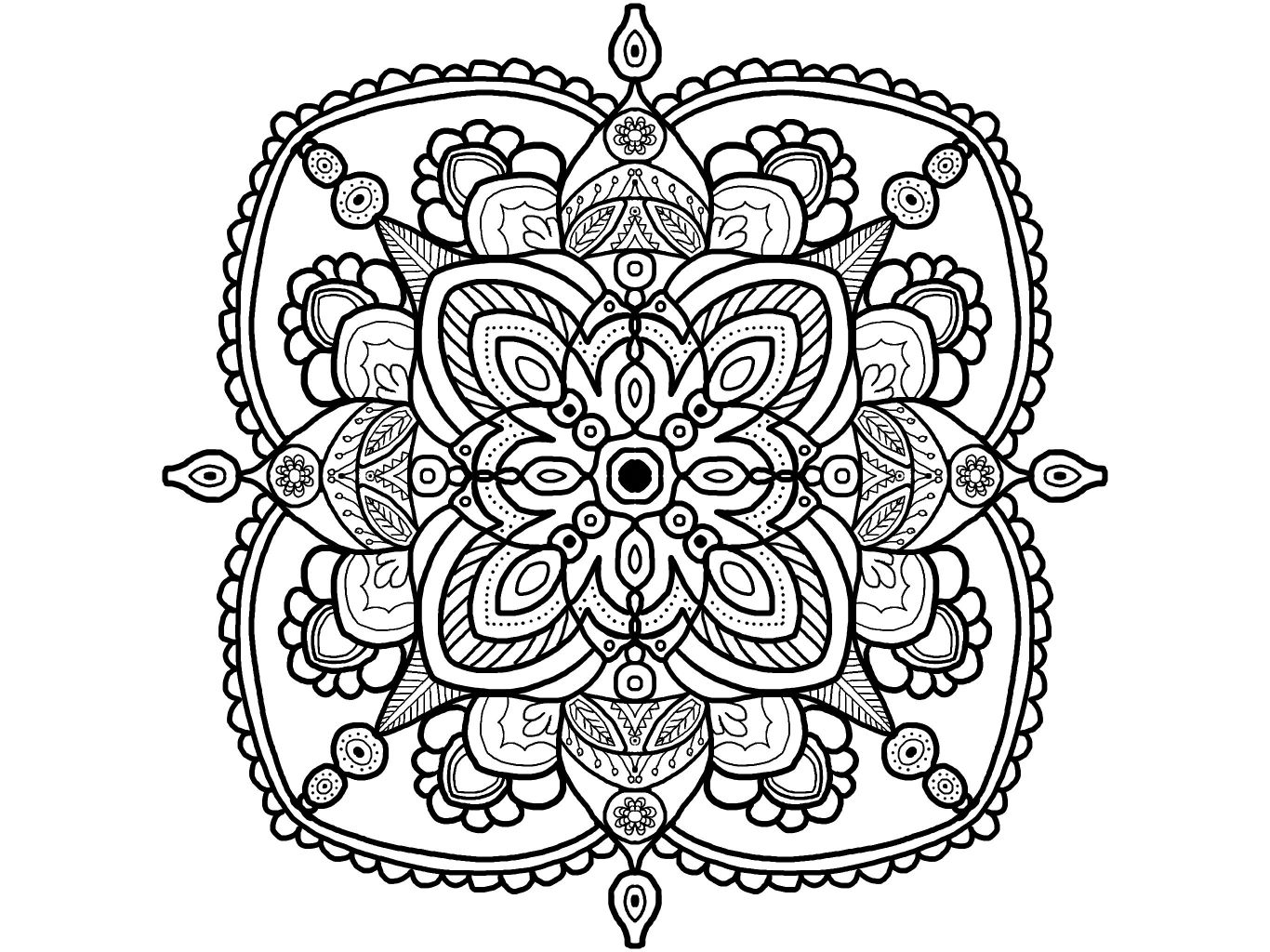 1366x1024 Incredible Mandala Coloring Page Adult Easy Pics Of For Popular