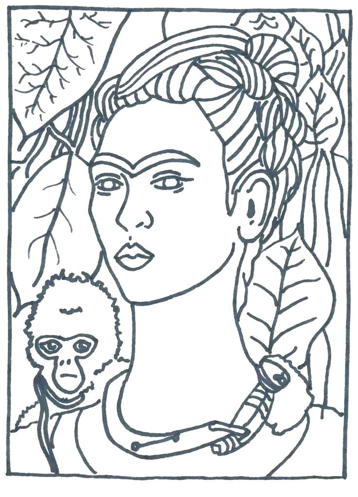 736x1021 Famous Artist Coloring Pages Self Portrait Coloring Page Famous