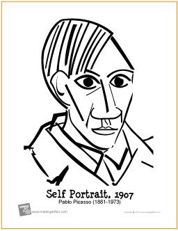 256x332 Picasso Self Portrait Free Coloring Page