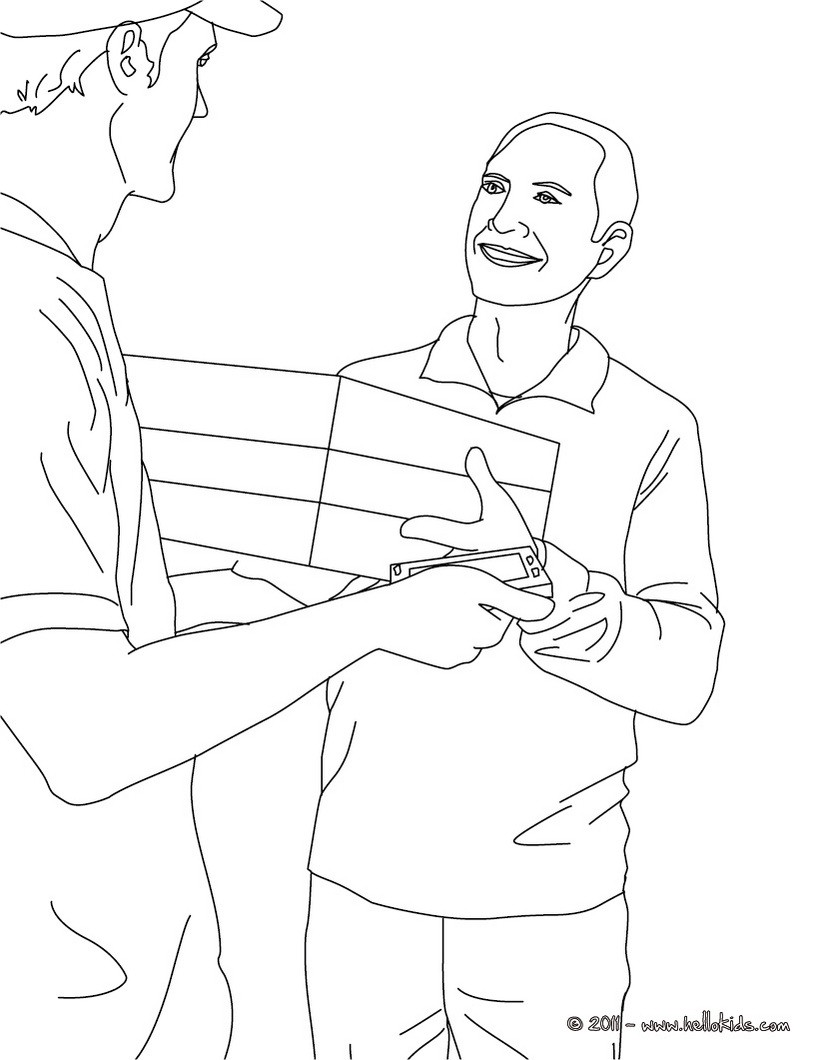 820x1060 Postman In The Parcel Post Office Coloring Pages