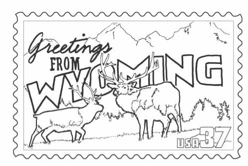 497x332 Wyoming Stamp Coloring Page Classbrain's State Reports
