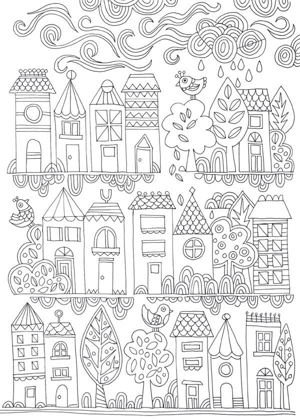 600x839 Free Colouring Poster Tiny Town Adult Coloring, Lisa And Free