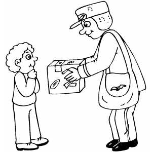 300x300 Postman Delivering Gift Coloring Page