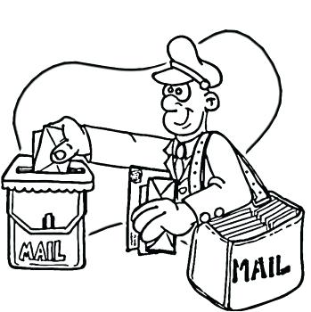 349x350 Mailman Coloring Pages Community Helper Coloring Pages Postman Is