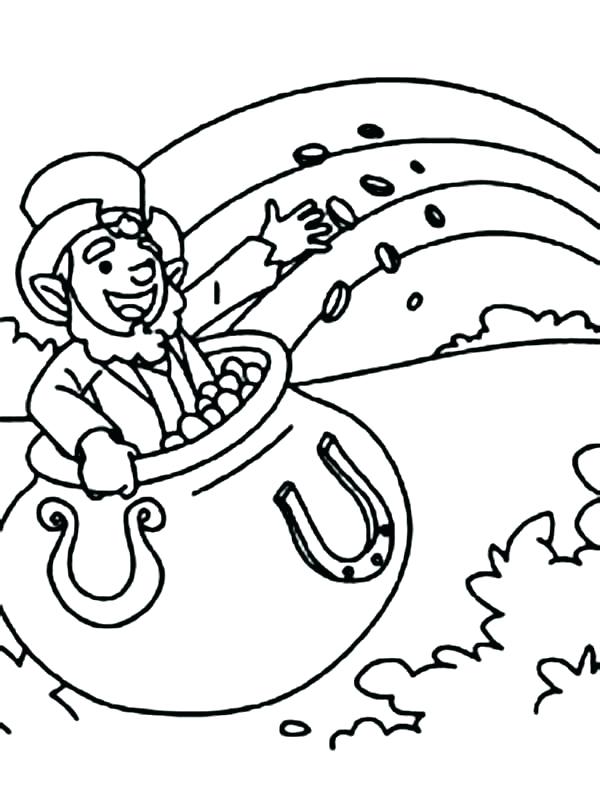 600x811 Pot Of Gold Coloring Page Leprechaun Rainbow Pot Of Gold Coloring