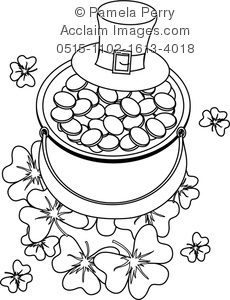 230x300 Clip Art Illustration Of A Pot Of Gold St Patrick's Day Coloring Page