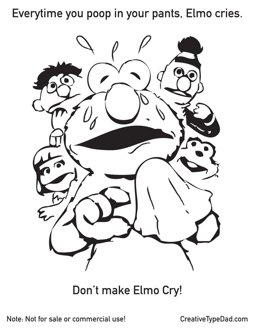 850x1100 Elmo Emotional Blackmail Potty Training Coloring Page Yay