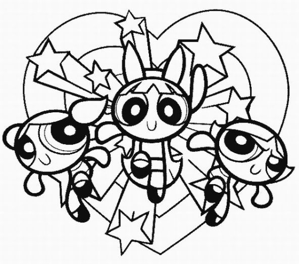 592x522 Powerpuff Girls Coloring Pages