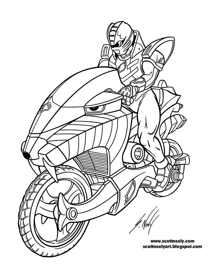713x900 The Cool Motorcycle Of Power Rangers Jungle Fury Coloring Pages