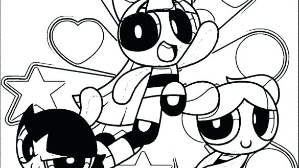 585x329 Powerpuff Girls Coloring Pages Drawing Blossom Sitting Smiling
