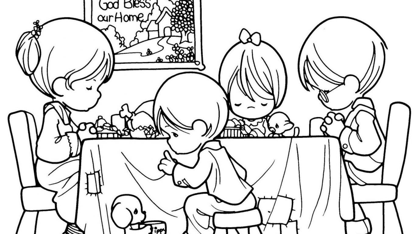 1366x768 Mighty Grace Bible Coloring Sheets Children Praying Free Page
