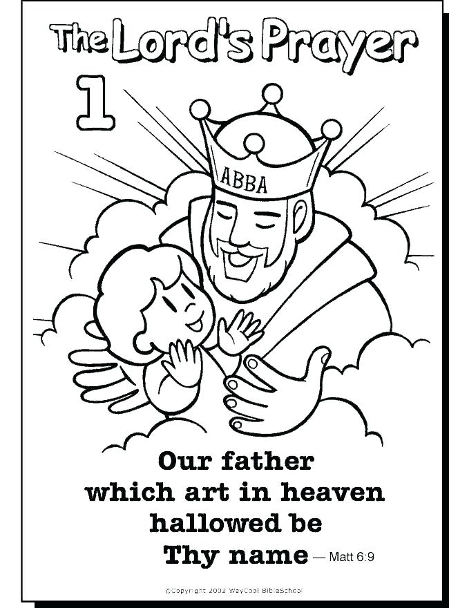 650x880 Children Praying Coloring Page Our Father Prayer For Kids Also