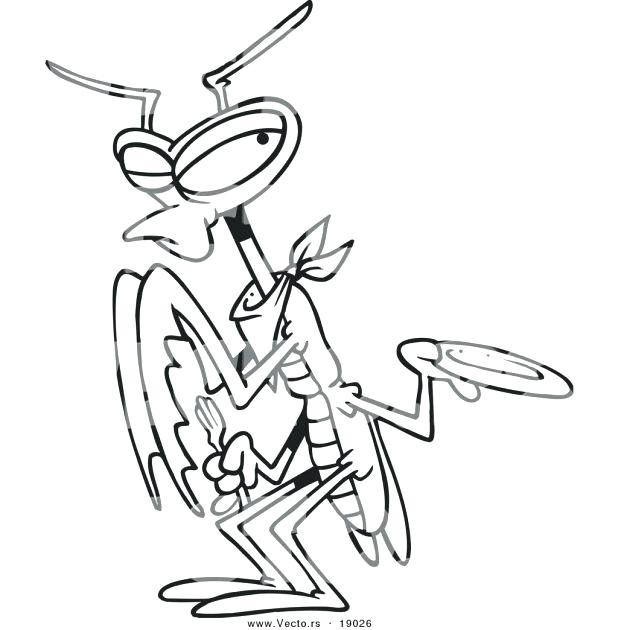618x630 Praying Mantis Coloring Page Vector Of A Cartoon Hungry Praying
