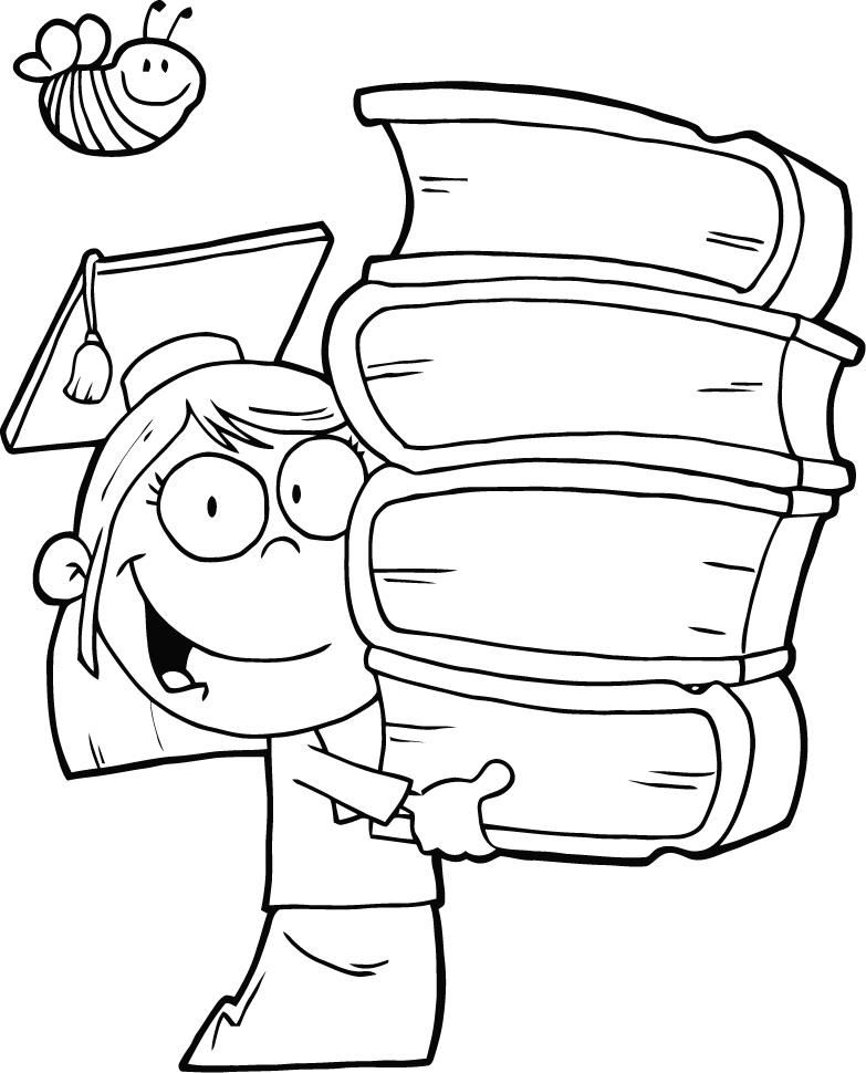 783x970 Coloring Pages Of Graduation Girl Holding Books