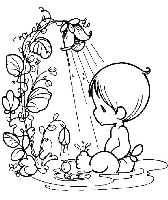 568x674 Baby Shower Coloring Pages Baby Girl With Umbrella Coloring Page