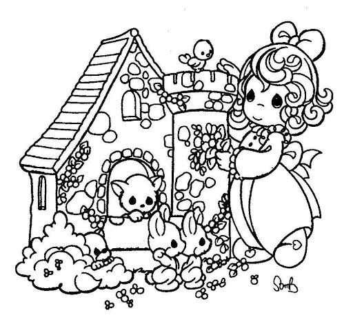 512x470 Animal's Little House Precious Moments Coloring Pages Precious