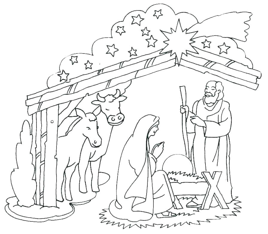 896x783 Manger Scene Coloring Pages Nativity Scene Coloring Sheets