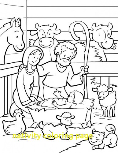 386x500 Nativity Coloring Page With Manger Scene Coloring Pages